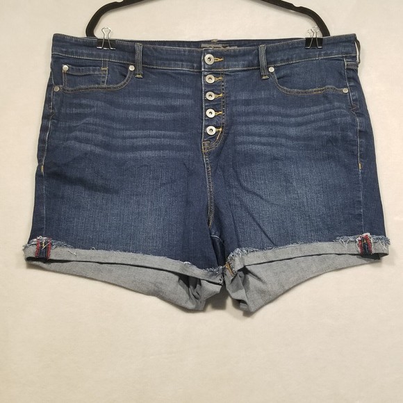torrid Pants - Torrid Size 22 Jean Shorts Roll Hem 5 inch Inseam Dark Wash Button Fly